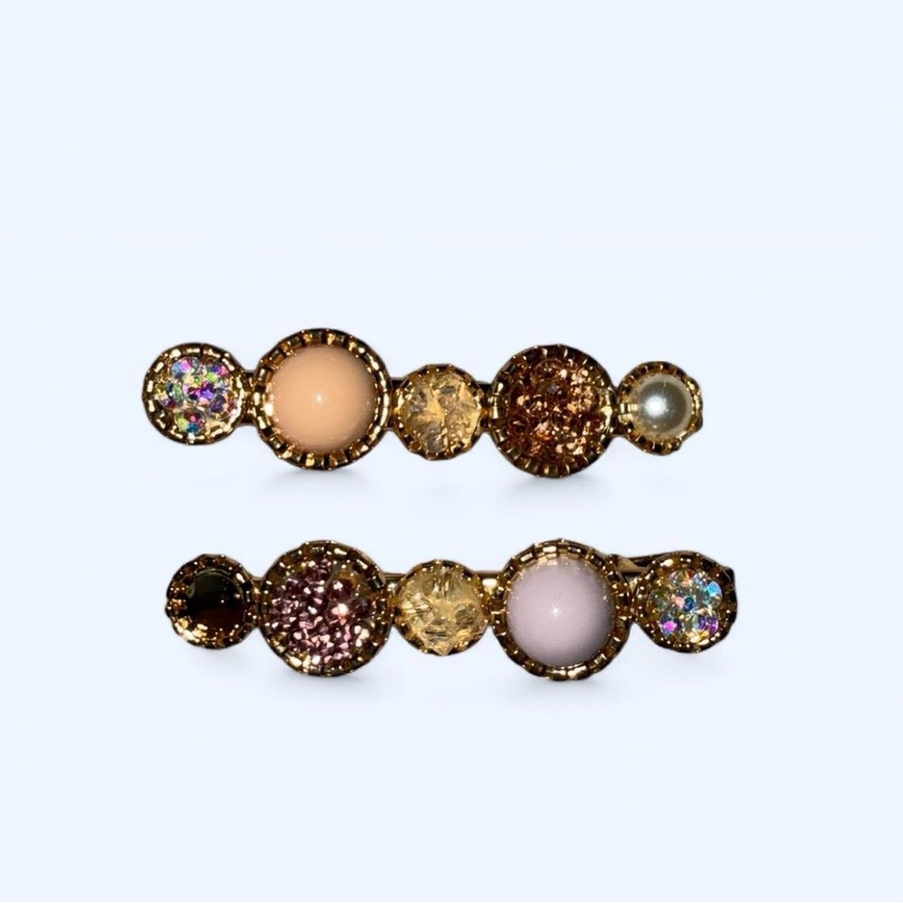 Elegant Gold and Multicolor Hair Clips